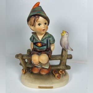 Goebel M J Hummel “Wayside harmony” 111/ west Germany vintage boy bird fence
